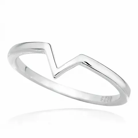 Letter v vorm ring in gerodineerd zilver