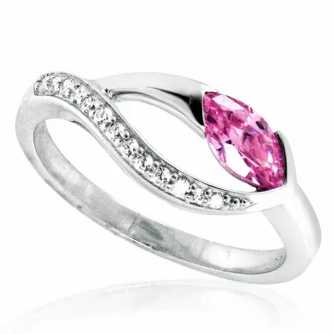 roze zirkoon ring in gerodineerd zilver