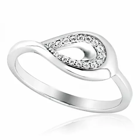 Eenvoudige druppel witte zirkoon ring in gerodineerd zilver