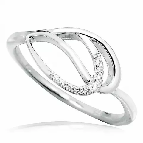 Elegant druppel witte zirkoon ring in gerodineerd zilver