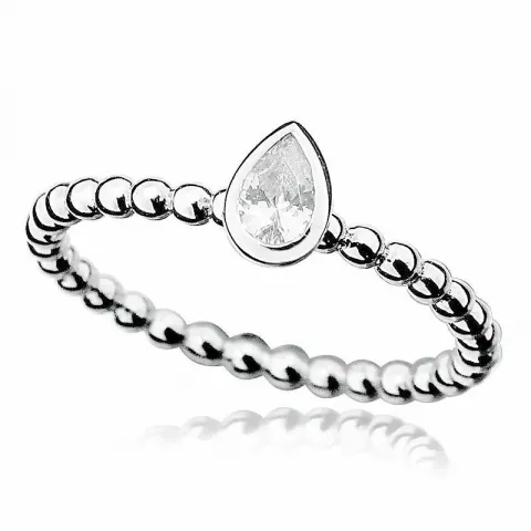 druppel witte zirkoon ring in gerodineerd zilver