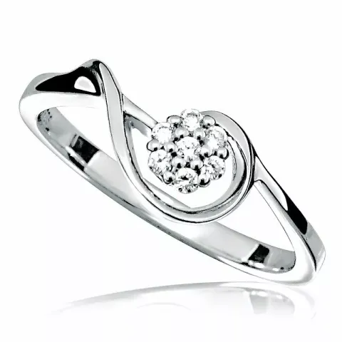 Sculpturall bloem witte zirkoon ring in gerodineerd zilver