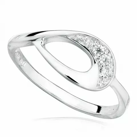 Eenvoudige druppel witte ring in gerodineerd zilver