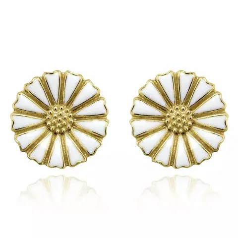 12 mm margriet oorbellen in verguld sterlingzilver