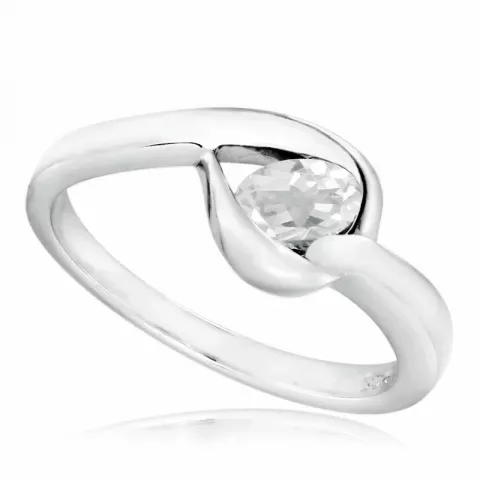 Glanzend ovale witte zirkoon ring in gerodineerd zilver