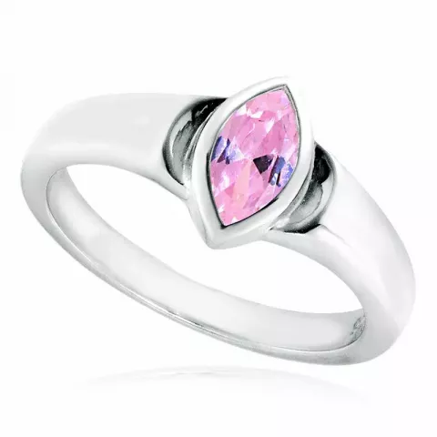 ovale roze zirkoon ring in gerodineerd zilver