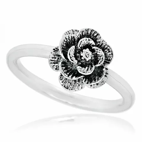 bloem ring in gerodineerd zilver