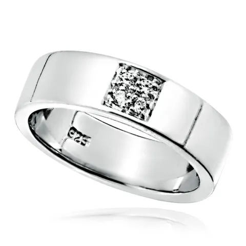 testsieraad witte zirkoon ring in gerodineerd zilver