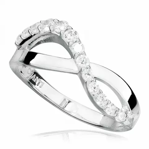 Infinity witte zirkoon ring in gerodineerd zilver