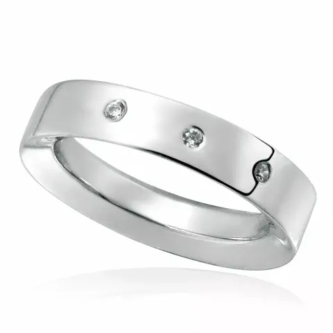 Eenvoudige witte zirkoon ring in gerodineerd zilver