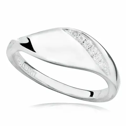 Elegant abstract witte zirkoon ring in gerodineerd zilver