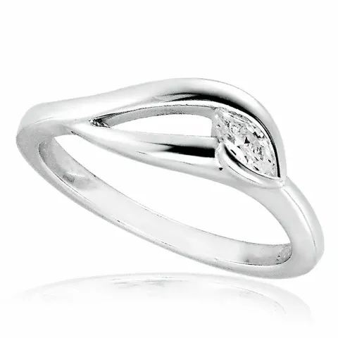 Abstract ovale witte zirkoon ring in gerodineerd zilver