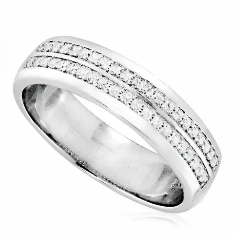 Eenvoudige witte zirkoon ring in gerodineerd zilver