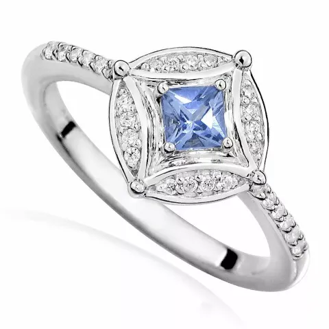 blauwe synthetische spinel ring in zilver