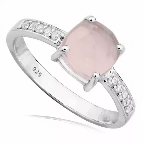 Vierkant roze maansteen ring in zilver