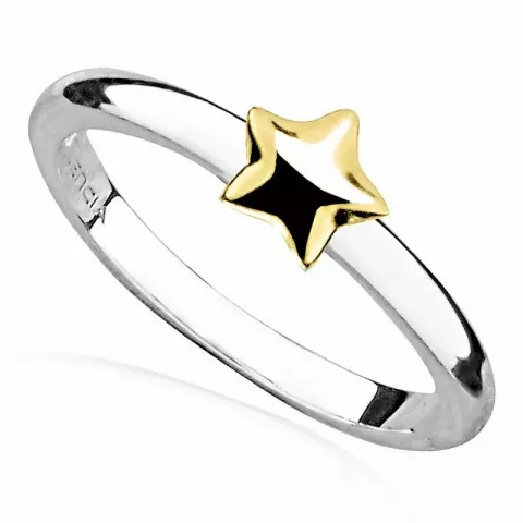 Eenvoudige ster ring in zilver met verguld sterlingzilver