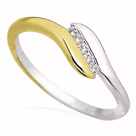 Elegant zirkoon ring in zilver met verguld sterlingzilver