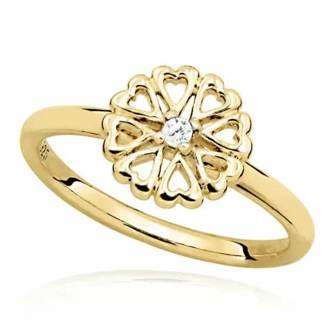 bloem zirkoon ring in verguld sterlingzilver