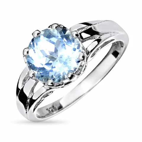 Elegant rond blauwe topaas ring in zilver