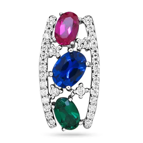 veelkleurig zirkoon hanger in zilver