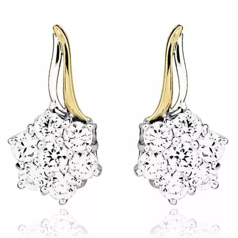 ster witte zirkoon oorsteker in gerodineerd zilver met verguld sterlingzilver