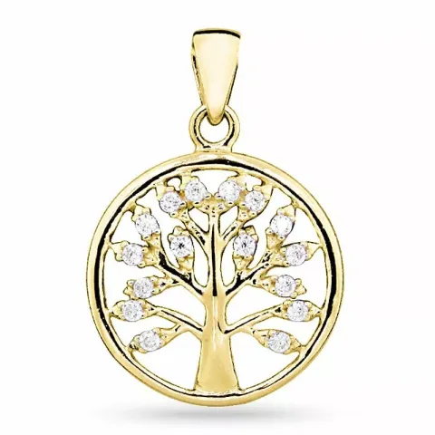 Rond boom van het leven zirkoon hanger in verguld sterlingzilver