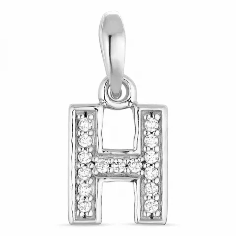 letter h zirkoon hanger in zilver