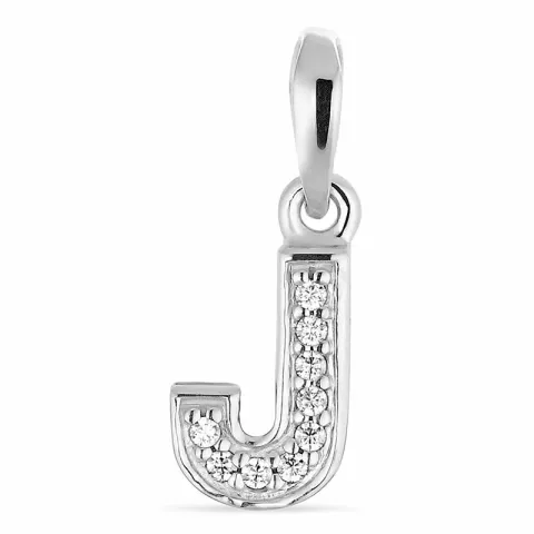 letter j zirkoon hanger in zilver