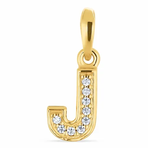 letter j zirkoon hanger in verguld sterlingzilver