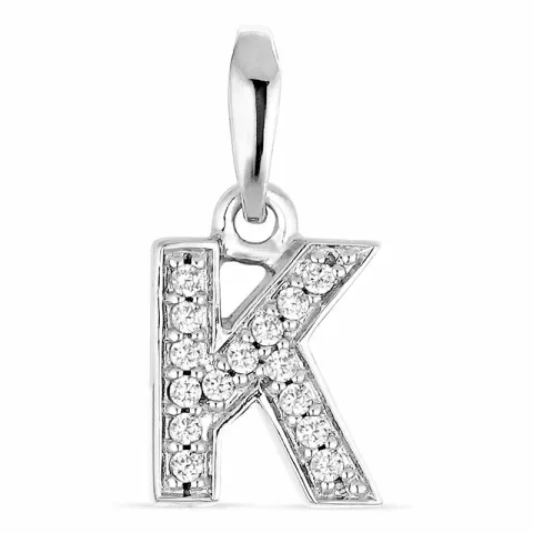 letter k zirkoon hanger in zilver