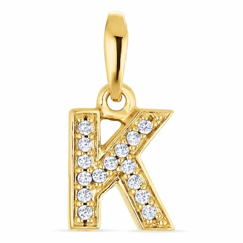 letter k zirkoon hanger in verguld sterlingzilver