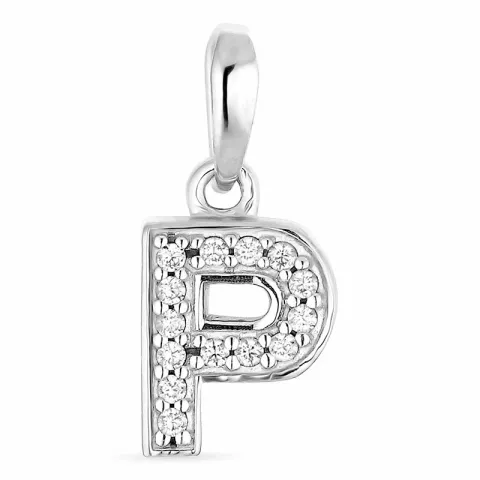 letter p zirkoon hanger in zilver