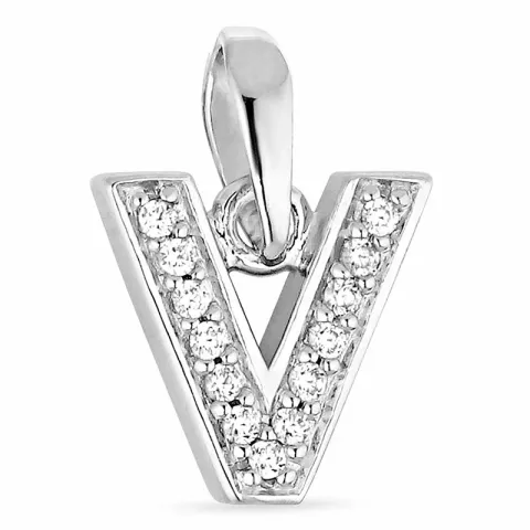 letter v zirkoon hanger in zilver