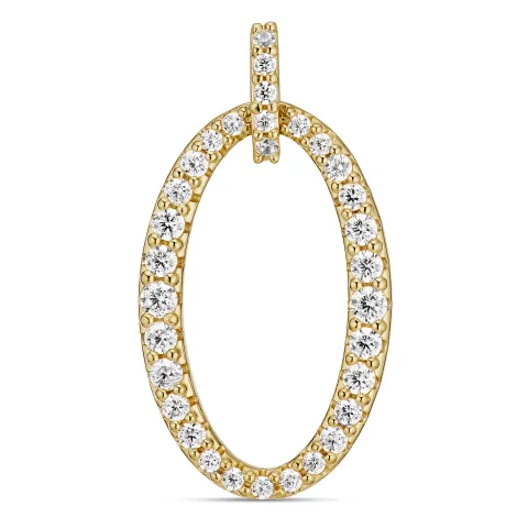 ovaal zirkoon hanger in verguld sterlingzilver