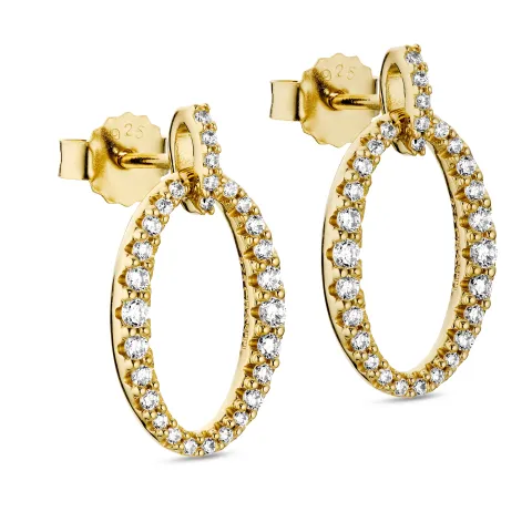 ovaal zirkoon oorbellen in verguld zilver