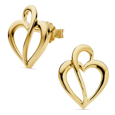 hart oorbellen in verguld zilver