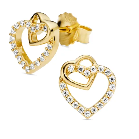 hart zirkoon oorbellen in verguld zilver