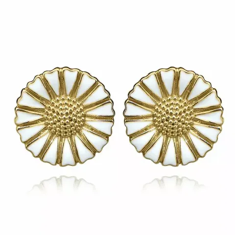 15 mm margriet oorbellen in verguld sterlingzilver