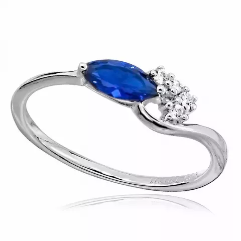 blauwe ring in gerodineerd zilver