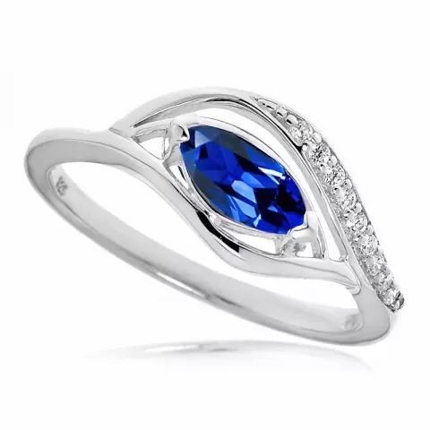 Glanzend blauwe zilver ring in gerodineerd zilver