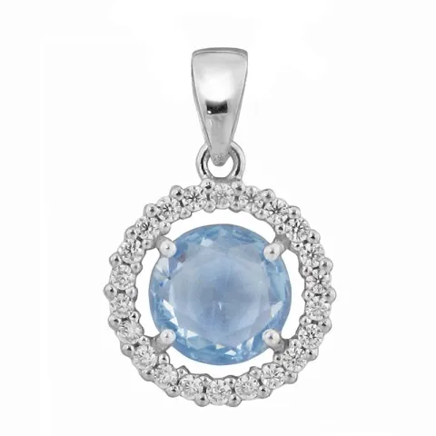 rond zirkoon hanger in gerodineerd zilver