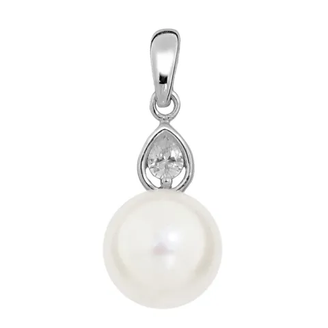 Rond parel hanger in gerodineerd zilver