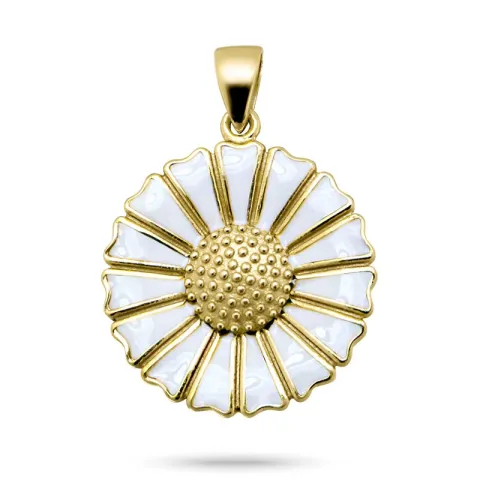18 mm margriet hanger in verguld sterlingzilver