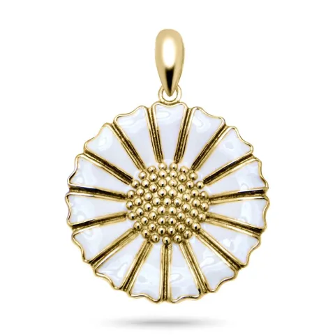 20 mm margriet hanger in verguld sterlingzilver