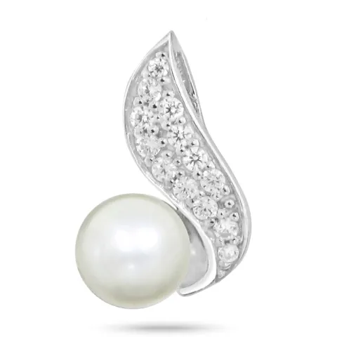 Glanzend parel hanger in gerodineerd zilver