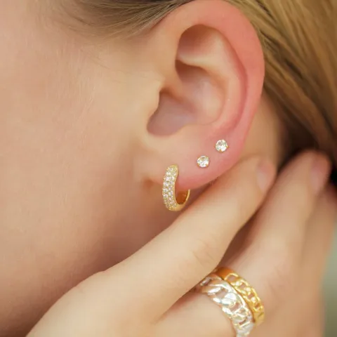 13,5 mm zirkoon creool in verguld zilver - Lumé Illume