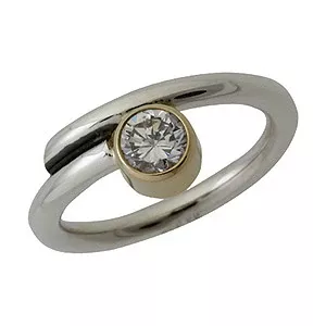 Elegant RS of Scandinavia ring in zilver met 14 karaat goud witte zirkoon