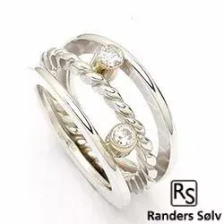 RS of Scandinavia ring in zilver en 14 karaat goud witte zirkoon
