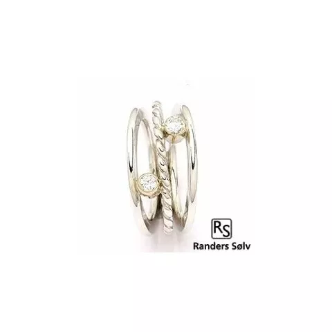RS of Scandinavia ring in zilver en 14 karaat goud witte zirkoon