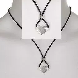RS of Scandinavia hart hanger met ketting in zilver met elastiekje witte zirkoon